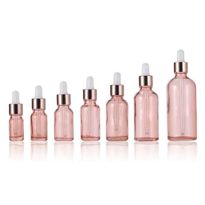 10ml-100ml ピンクガラス エッセンシャルオイルドロッパーボトル