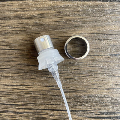 ネックサイズ15mmのアルミニウムプラスチック製ファインミストスプレー、香水用漏れ防止圧着シール付き