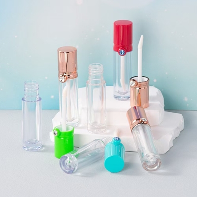 4ml プラスチック リップグラス チューブ 穴蓋付き カラー プリント ロゴ
