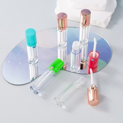 4ml プラスチック リップグラス チューブ 穴蓋付き カラー プリント ロゴ