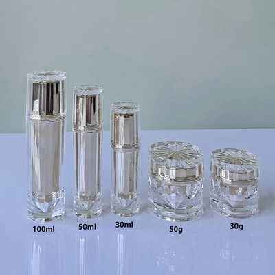 アクリル空気のないボトル 30G 50G 30ML 50ML 100ML アルミローションポンプまたは霧噴霧器で化粧液用