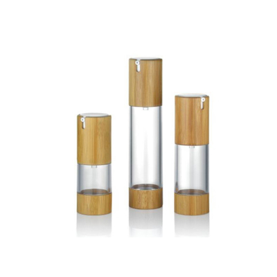 アルミ 木製 30ml 空気のないポンプ ボトル カスタマイズされた色