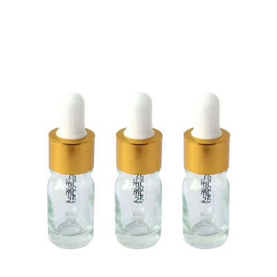 5ml 透明ガラス製エッセンシャルオイルボトル、アルミニウム製スポイト付き