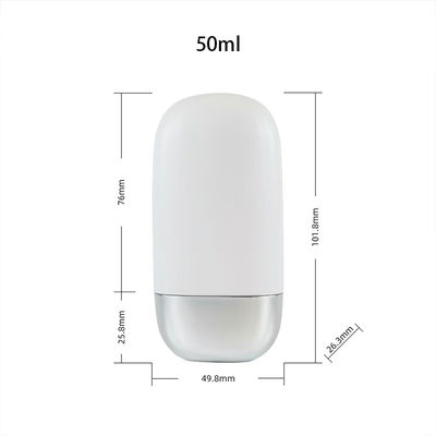 卸売プラスチックPP日焼け止めクリームボトル、シルバーダブルシェルキャップ付き、30gと50gサイズ