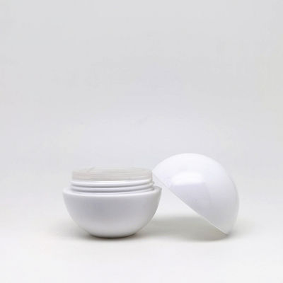白色25g PSプラスチック製軽量球形クリームジャー、100%フレッシュPET、納期20日