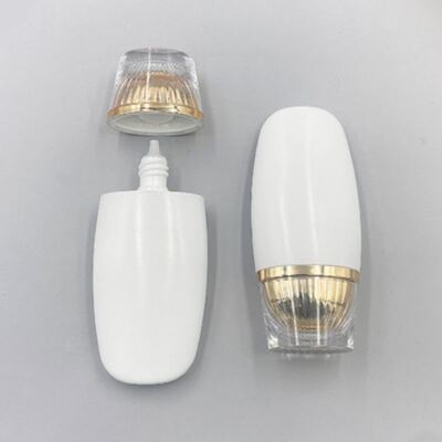 50ml Oval Shaped Luxury Gold Sunscreen Bottle - High-End Cosmetic Plastic Bottle for Skincare
