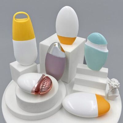 50ml Oval Shaped Luxury Gold Sunscreen Bottle - High-End Cosmetic Plastic Bottle for Skincare