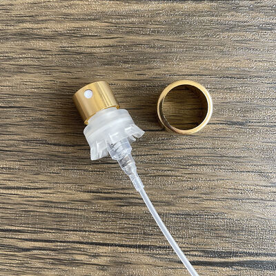 ネックサイズ15mmのアルミニウムプラスチック製ファインミストスプレー、香水用漏れ防止圧着シール付き