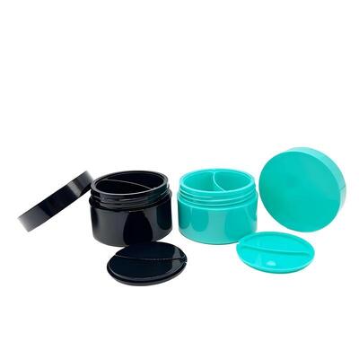 卸売 50 + 50 グラム ダブル グリッド プラスチック PP クリーム ジャー、スキンケア製品用のデュアル グリッドの個別のストレージを備えています。