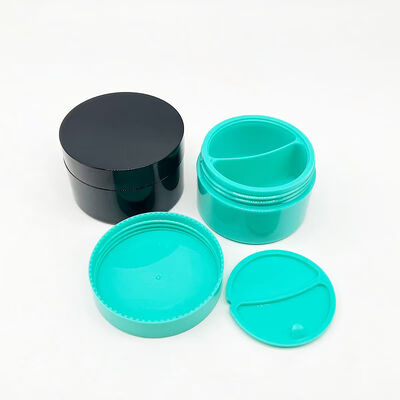 卸売 50 + 50 グラム ダブル グリッド プラスチック PP クリーム ジャー、スキンケア製品用のデュアル グリッドの個別のストレージを備えています。