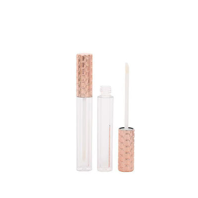 ホールセール 4.5ml プラスチック リップグロースチューブ 金色のキャップと白いブラシで 空の化粧品容器