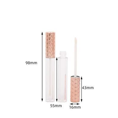 ホールセール 4.5ml プラスチック リップグロースチューブ 金色のキャップと白いブラシで 空の化粧品容器