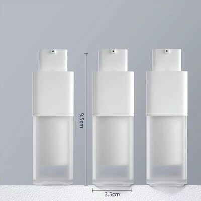 スキンケア製品用、ロータリーロックポンプ付き、卸売スクエア型15ml 30ml 50mlエアレスポンプボトル