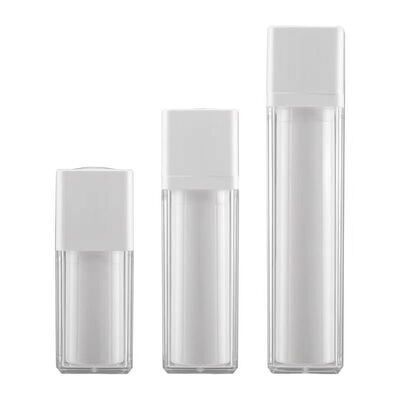 スキンケア製品用、ロータリーロックポンプ付き、卸売スクエア型15ml 30ml 50mlエアレスポンプボトル
